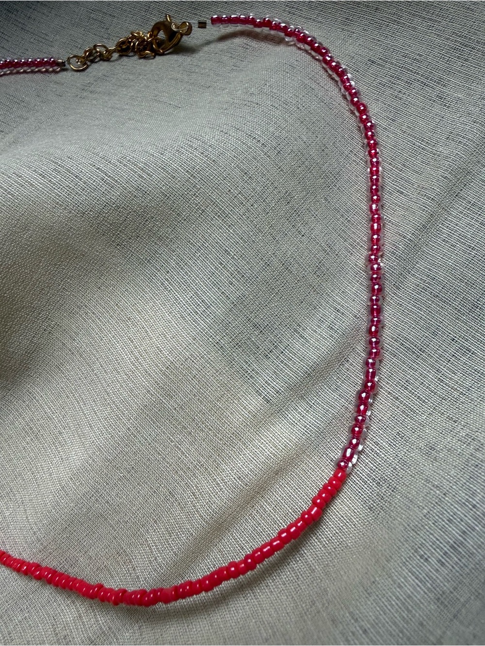 Pink Beaded Necklace with Gold Clasp - Picture 3 of 4